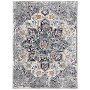 Montana Kriselda Gray 5 ft. 3 in. x 7 ft. 6 in. Transitional Medallion Area Rug