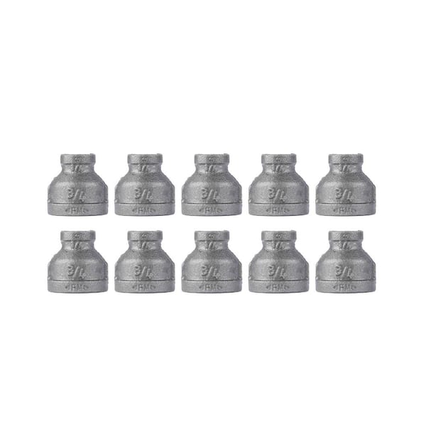 PIPE DECOR 3/4 in. x 1/4 in. Black Iron Reducing Coupling (10-Pack)