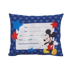Mickey Mouse Blue 4 in. L x 11 in. W Decorative & Personalized Birth Keepsake Throw Pillow