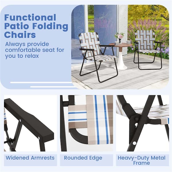 Costway 2-Pieces Brown Metal Folding Beach Chair HCST01234
