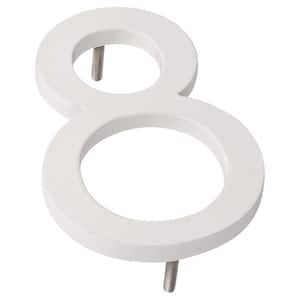 4 in. White Aluminum Floating or Flat Modern House Number 8