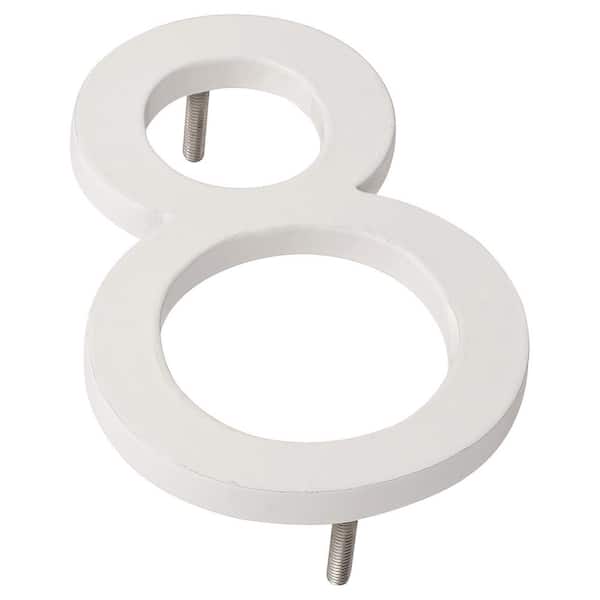 Montague Metal Products 4 in. White Aluminum Floating or Flat Modern House Number 8