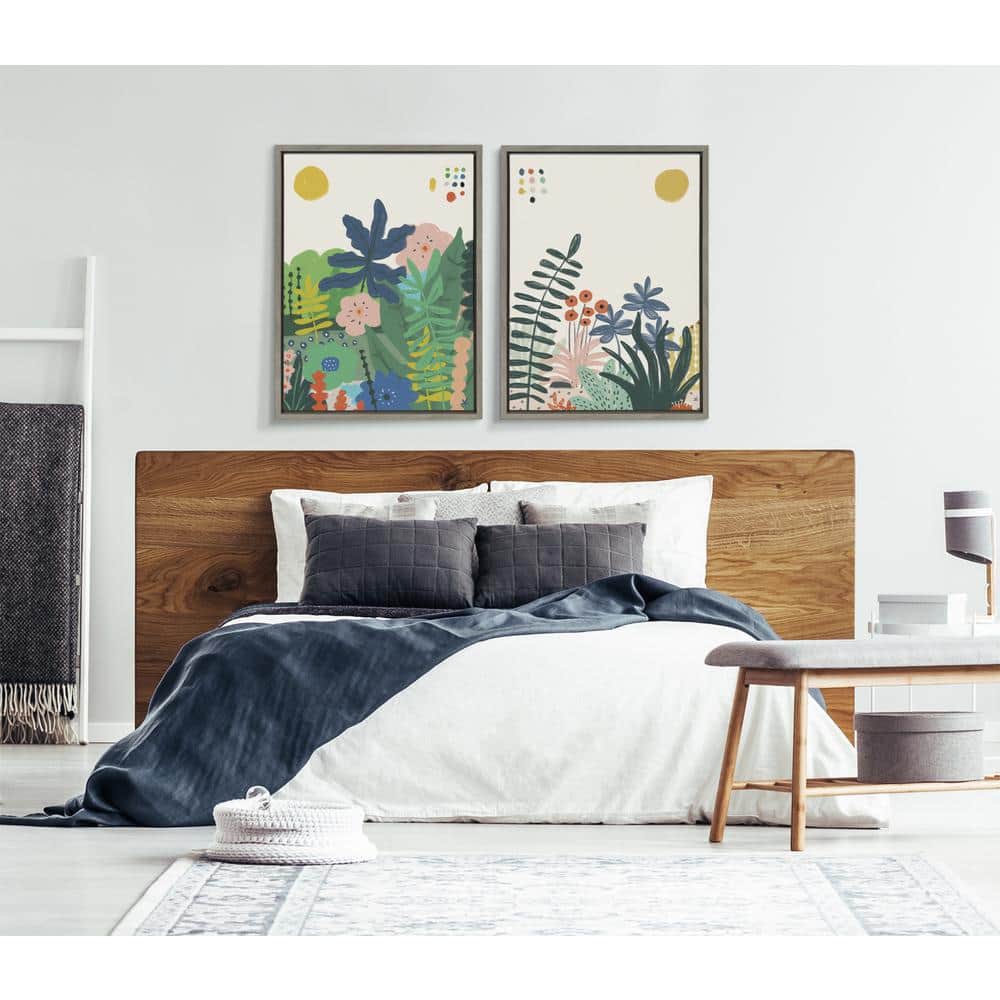 Zen Garden II Abstract Floral Canvas Art in Gray Frame