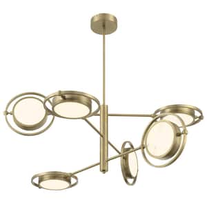 Spectr 6-Light Dimmable Integrated LED Soft Brass Chandelier for Dining Room