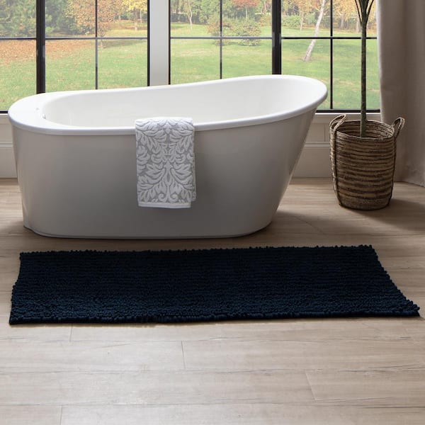 Metaphor Indigo 24 in. x 60 in. Micro Denier Polyester Bath Mat