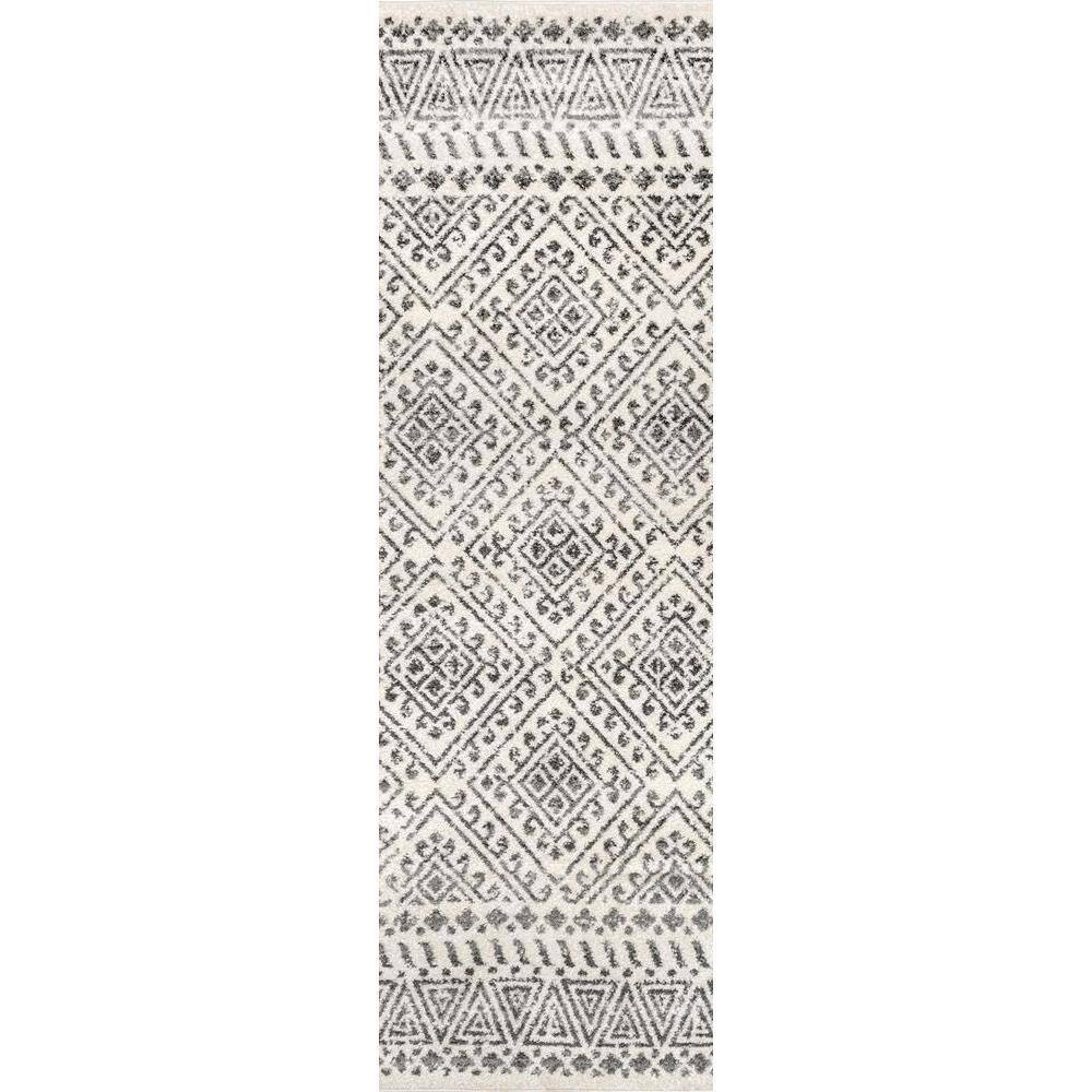 nuLOOM Gem Greek Diamond Trellis Off White 2 ft. x 6 ft. Runner Rug ...