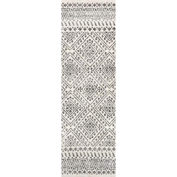 nuLOOM Gem Greek Diamond Trellis Off White 2 ft. x 6 ft. Runner Rug