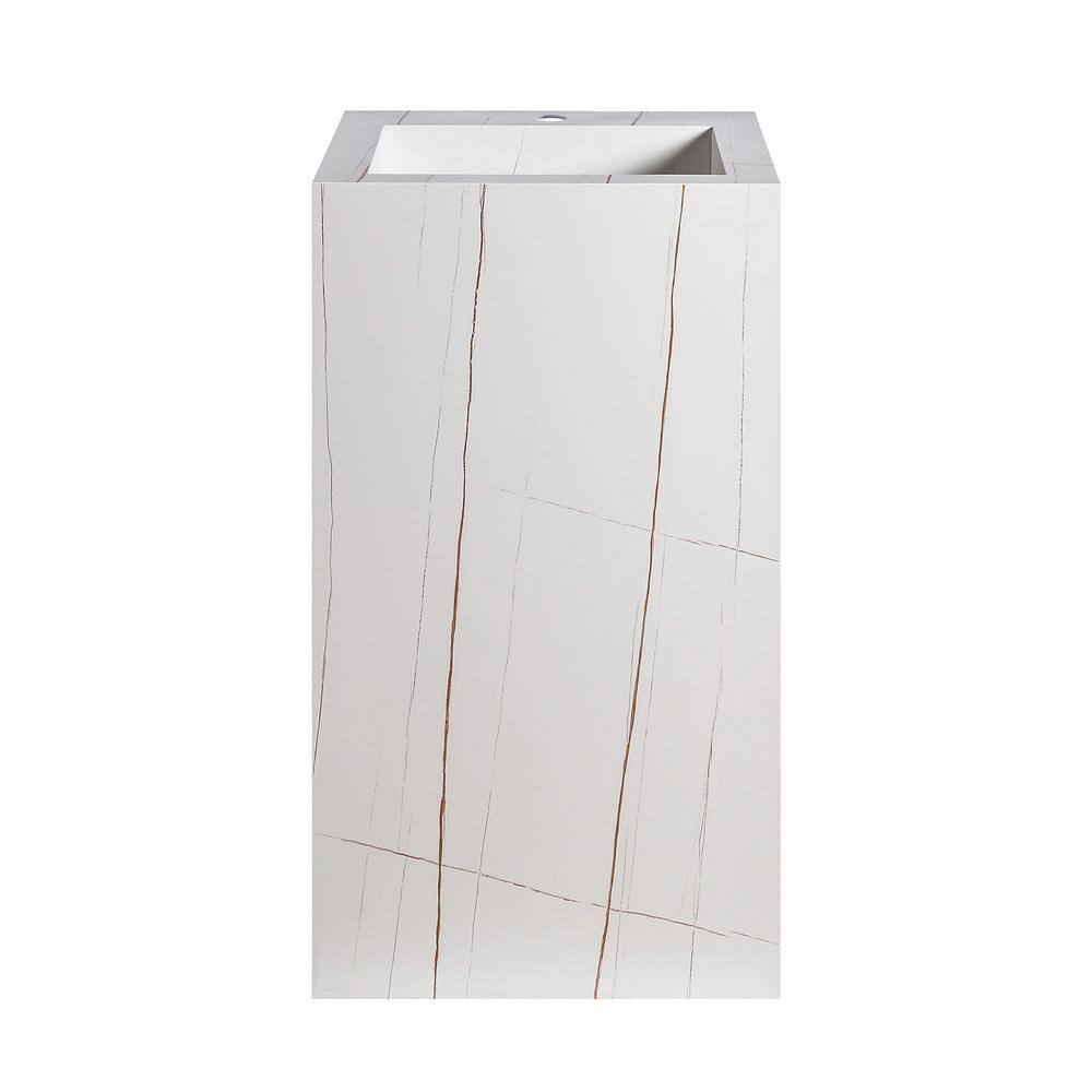 White Marble Square Pedestal Bathroom Sink