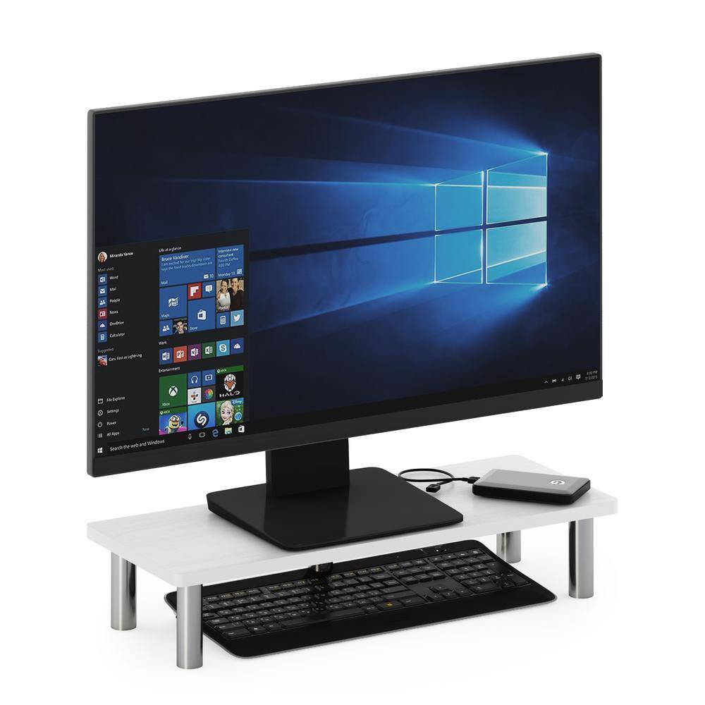White Oak and Stainless Steel Desktop Monitor Riser Stand