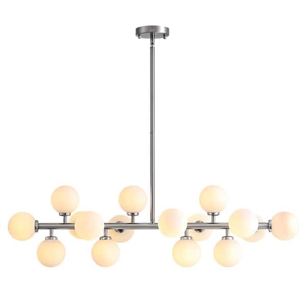 SILJOY 27.56 in. 12-Light Black Bubble Modern Chandelier for
