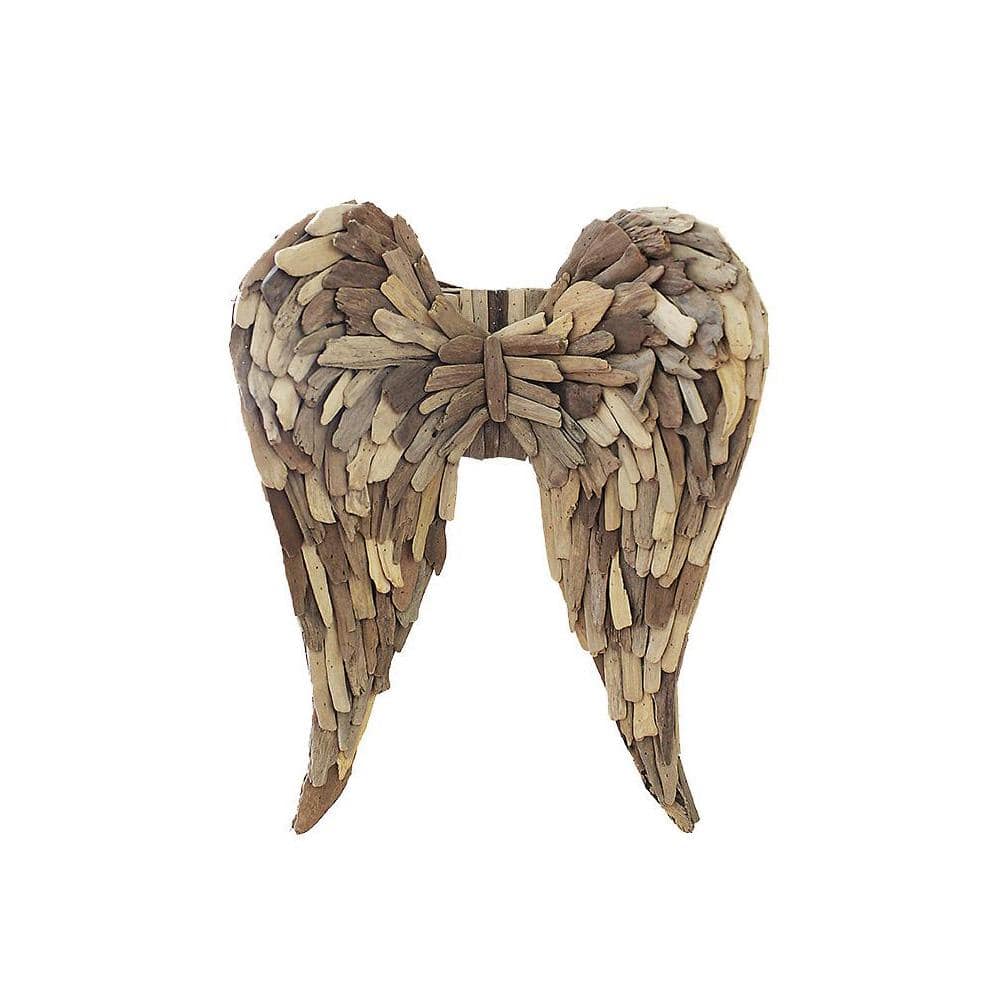 Natural Driftwood Angel Wings Vertical Wall Sculpture, 24" Height