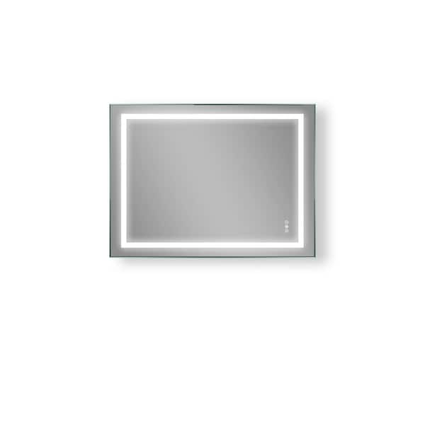 Unbranded 48 in. W x 35 in. H Large Rectangular Frameless Wall-Mount Anti-Fog LED Light Bathroom Vanity Mirror in White