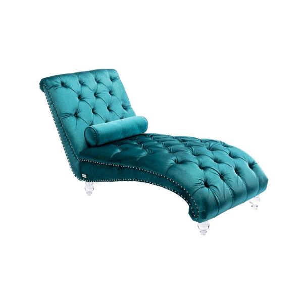 teal velvet chaise