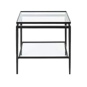 Laurel 22 in. Black Square Glass Accent Table