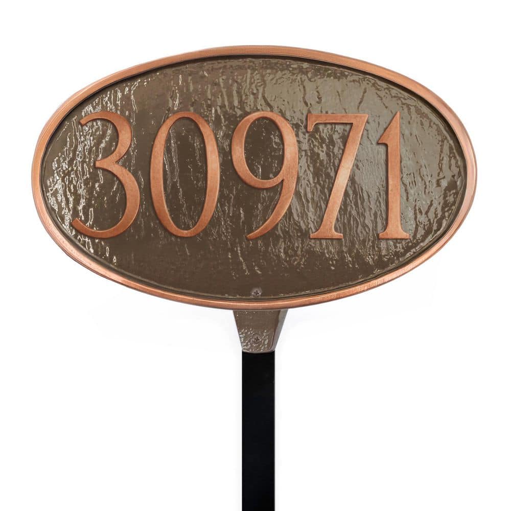 Classic Oval Standard Address Sign Plaque with Lawn Stake - Antique Copper/Copper price history on PriceWatchPro