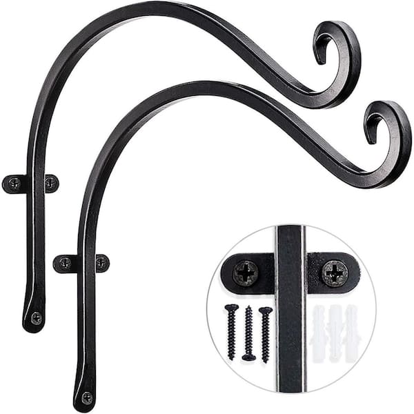 Hanging Plant Hanger Outdoor 12-Inch Rust-Resistant Plant Bracket Hook for Flower Baskets with Wall Hooks 2 Pack