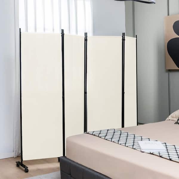 Costway 4-Panel Folding Room Divider 6 ft. Rolling Privacy Costway 4-Panel Folding Room Divider 6 ft. Rolling Privacy