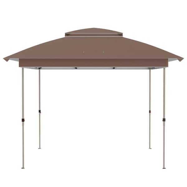12 ft. x 12 ft. Brown Outdoor Patio Portable Gazebos Pop Up Canopy Tent with Netting & Carry Bag