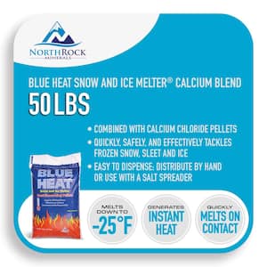 Blue Heat 50 Lb. Calcium Blend Ice and Snow Melt + Deicer W/ Heat Generating Pellets, Works to -25°F