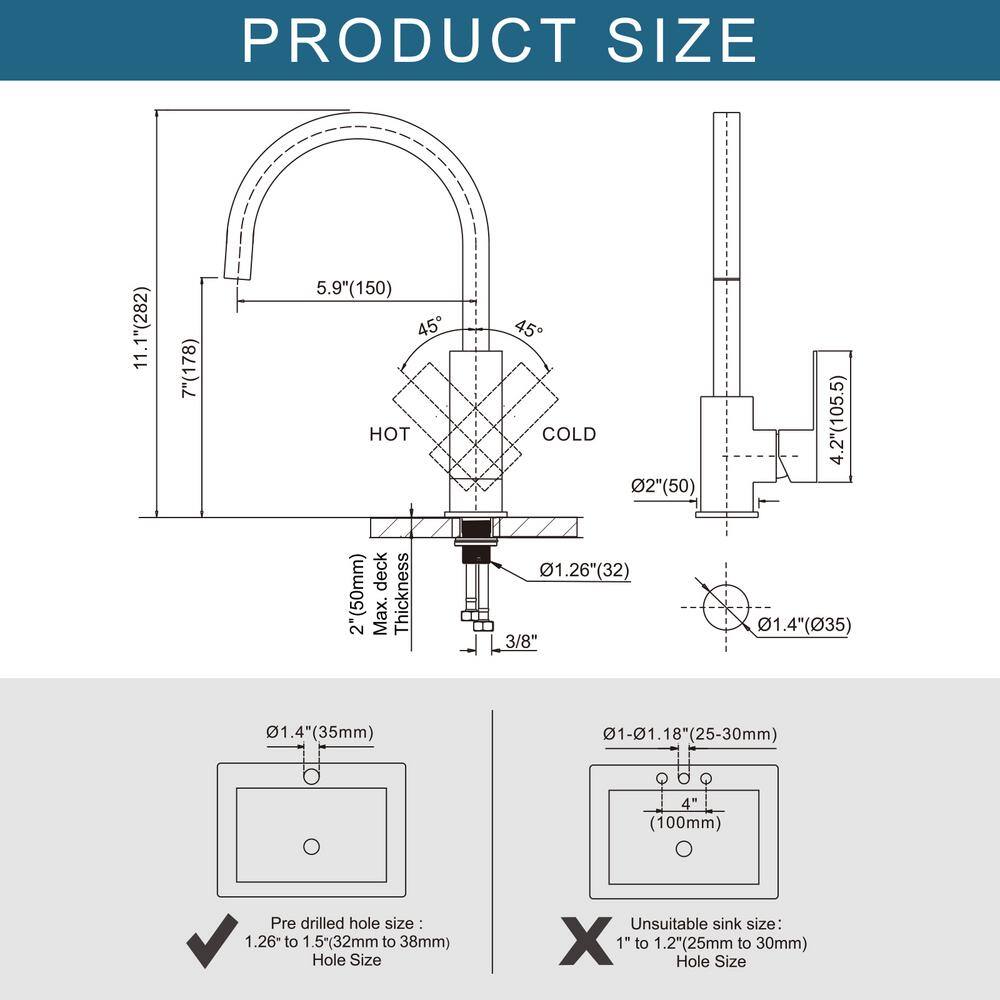 Black and Gold Stainless Steel Single Handle Bar Faucet