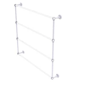 Pacific Beach 4-Tier 36 in. Ladder Towel Bar with Groovy Accents in Matte White