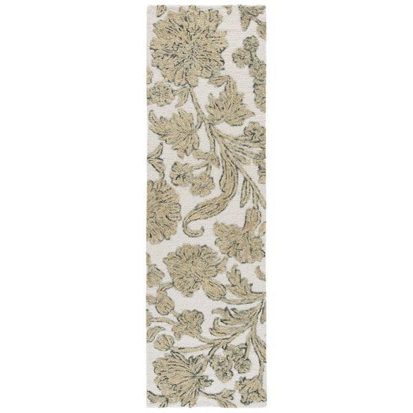 Jardin 2 ft. x 8 ft. Ivory/Green Romantic Floral Runner Rug