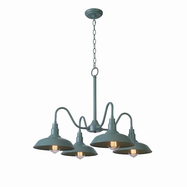 Home Decorators Collection Bell Ridge 30 in. 4-Light Teal Outdoor Chandelier