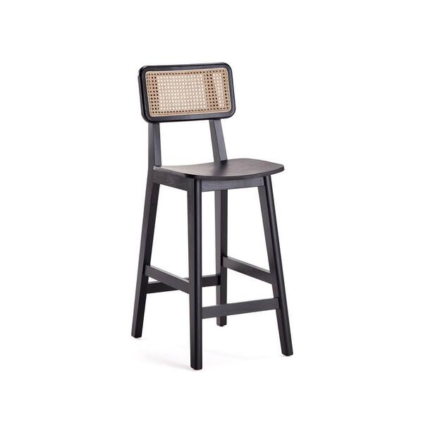 Black cane counter deals stools