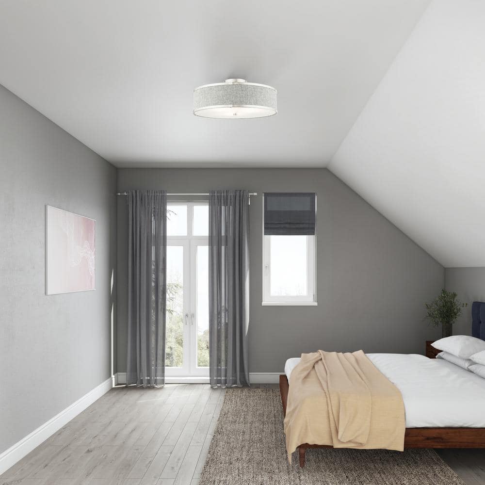 Elegant Brushed Nickel 3-Light LED Drum Ceiling Fixture