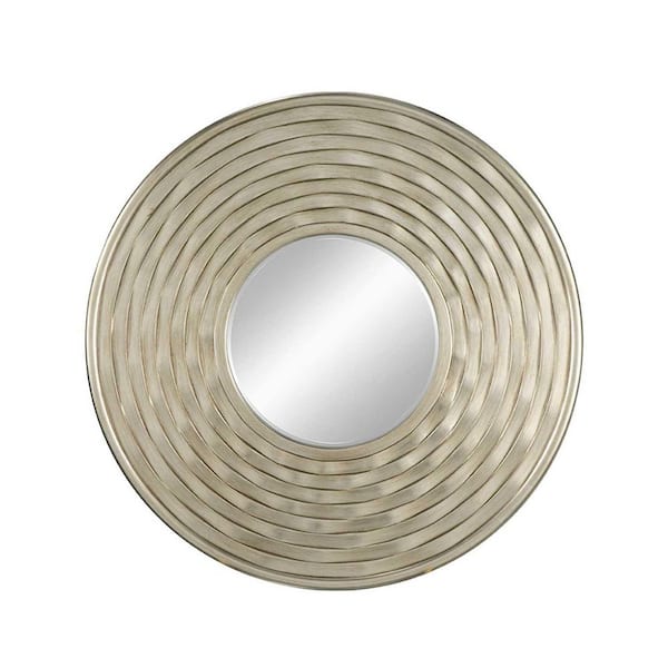 Avex Silver 31 in. W x 31 in. H Art Deco Round PU Framed Mirror