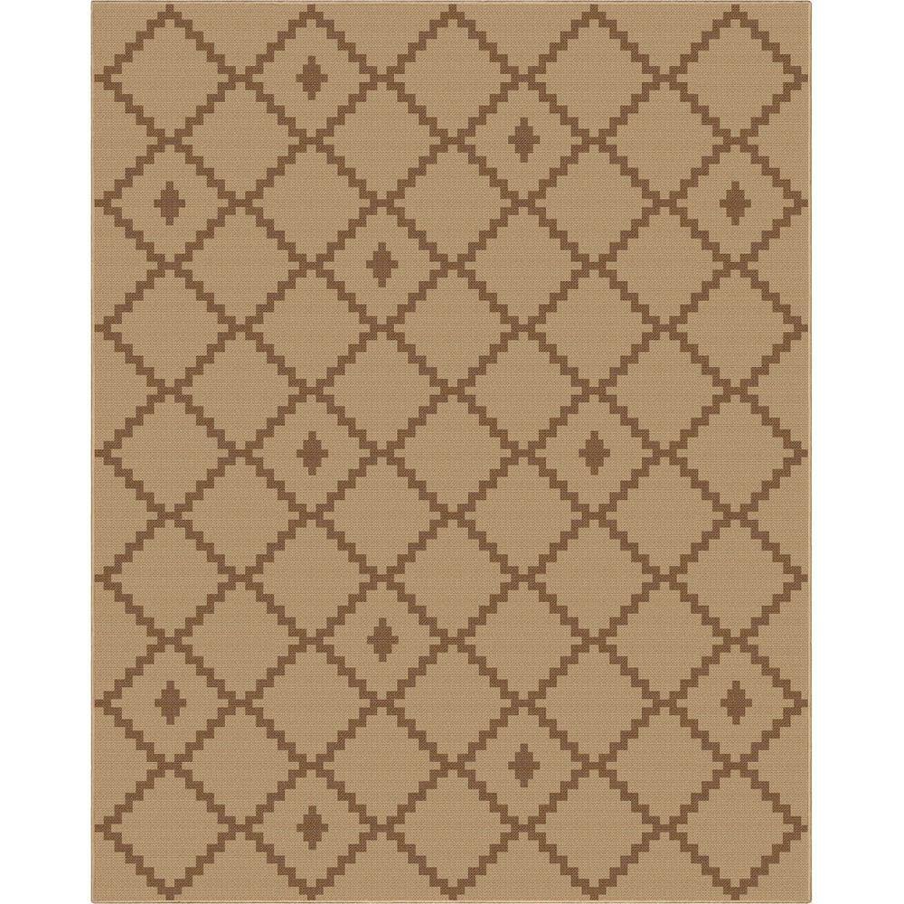 Beige 7 ft. 10 in. x 9 ft. 10 in. Flat-Weave Well-Jute Printed Akita Moroccan Lattice Area Rug price history on PriceWatchPro