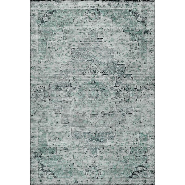 Mayfield Premium Machine Washable Abstract AMF1832 Teal 3 ft. x 4 ft. Area Rug