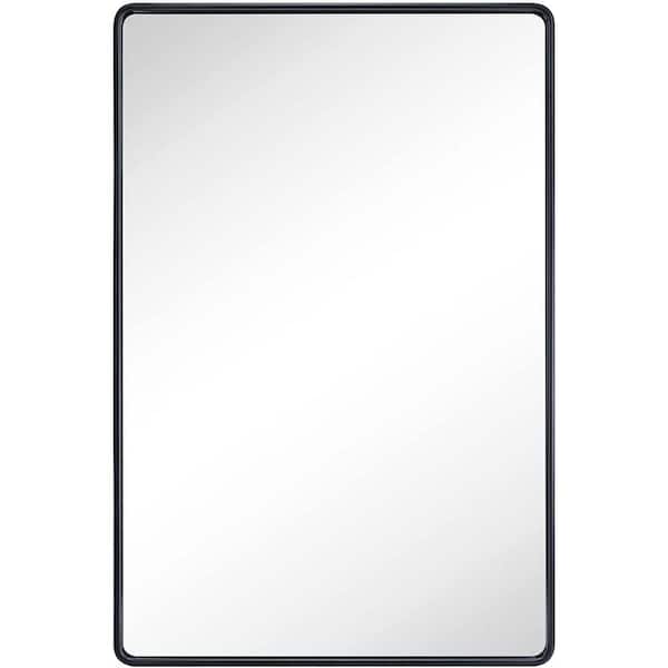 Whatseaso 22 in. W x 30 in. H Rectangular Metal Framed Wall Bathroom Vanity Mirror in Black