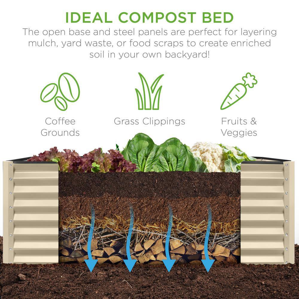 Beige 6x3x2ft Powder-Coated Steel Outdoor Raised Garden Bed