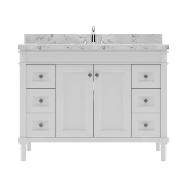 Virtu USA Tiffany 48 in. W x 22 in. D x 37 in. H Single Sink Bath Vanity in White with Quartz Top