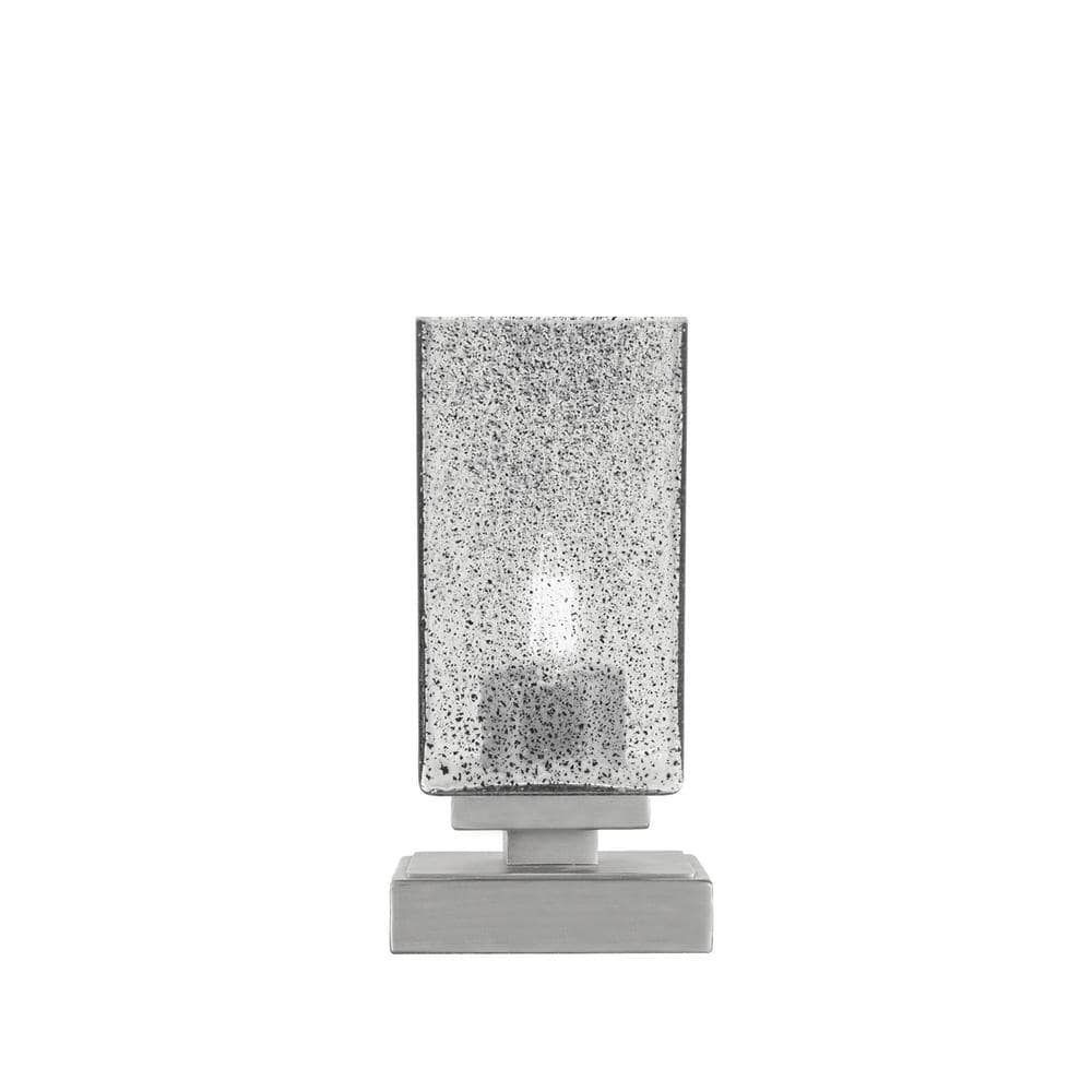 Quincy 8.5 in. Graphite Bedside Accent Lamp with 3.5 Square Smoke Bubble