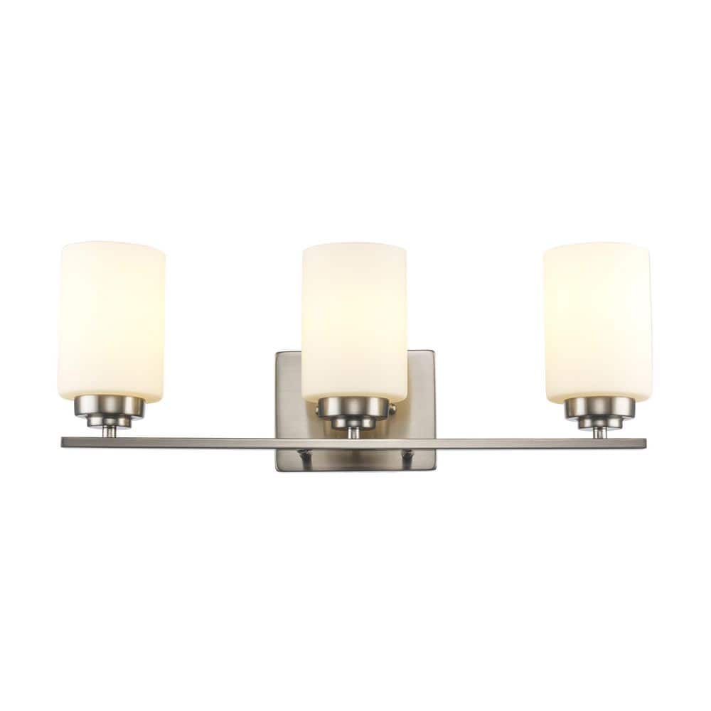Mod Space Industrial 3-Light Brushed Nickel Bathroom Vanity Light