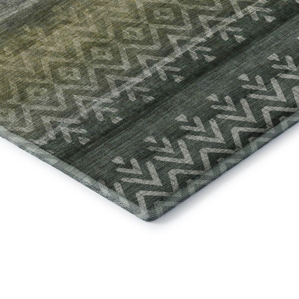 Mayfield Premium Machine Washable Abstract AMF2042 Green 3 ft. x 4 ft. Area Rug