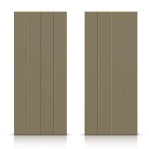 72 in. x 84 in. Hollow Core Olive Green Stained Composite MDF Interior Double Closet Sliding Doors