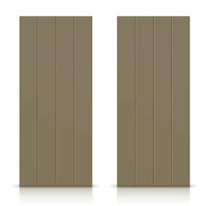 84 in. x 84 in. Hollow Core Olive Green Stained Composite MDF Interior Double Closet Sliding Doors