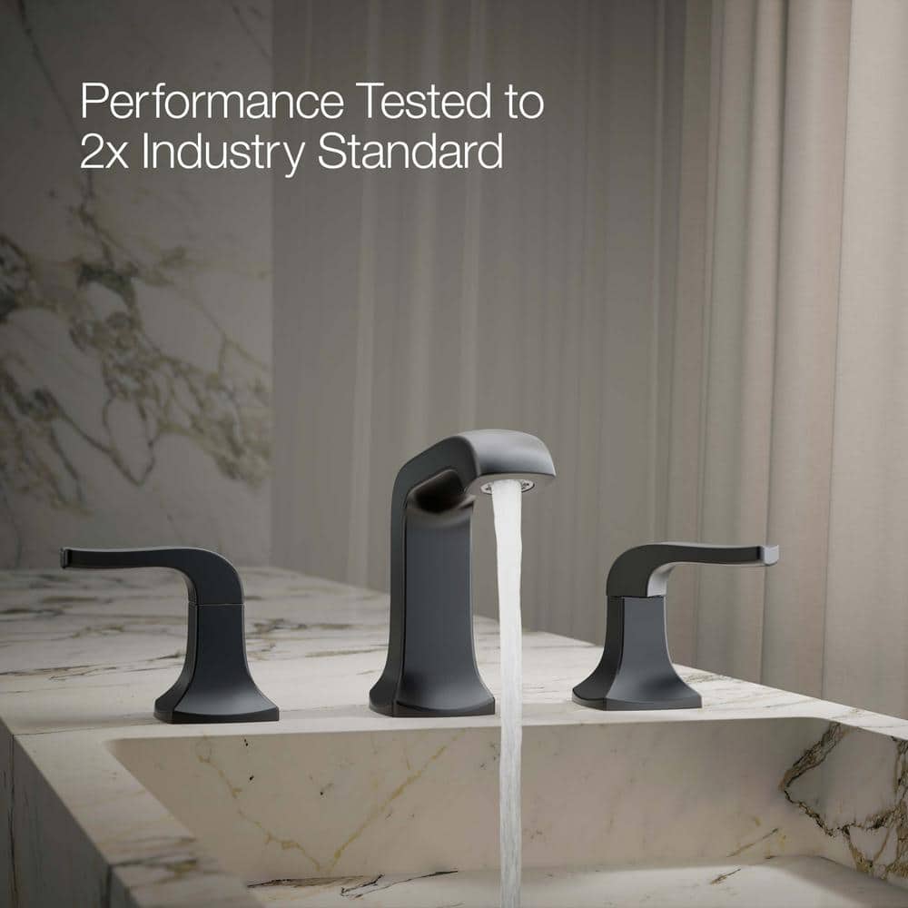 Matte Black Double Handle Widespread Bathroom Faucet