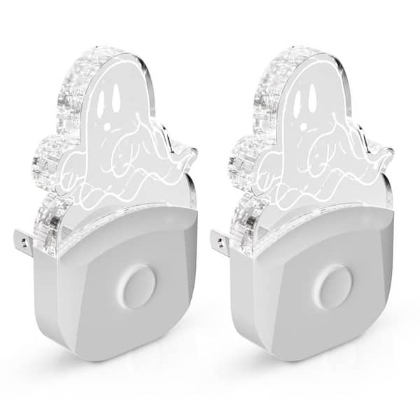 YANSUN 0.5-Wattage Dusk to Dawn Multi-Color Changing Integrated LED Plug-in Halloween Ghost Night Light (2-Pack)