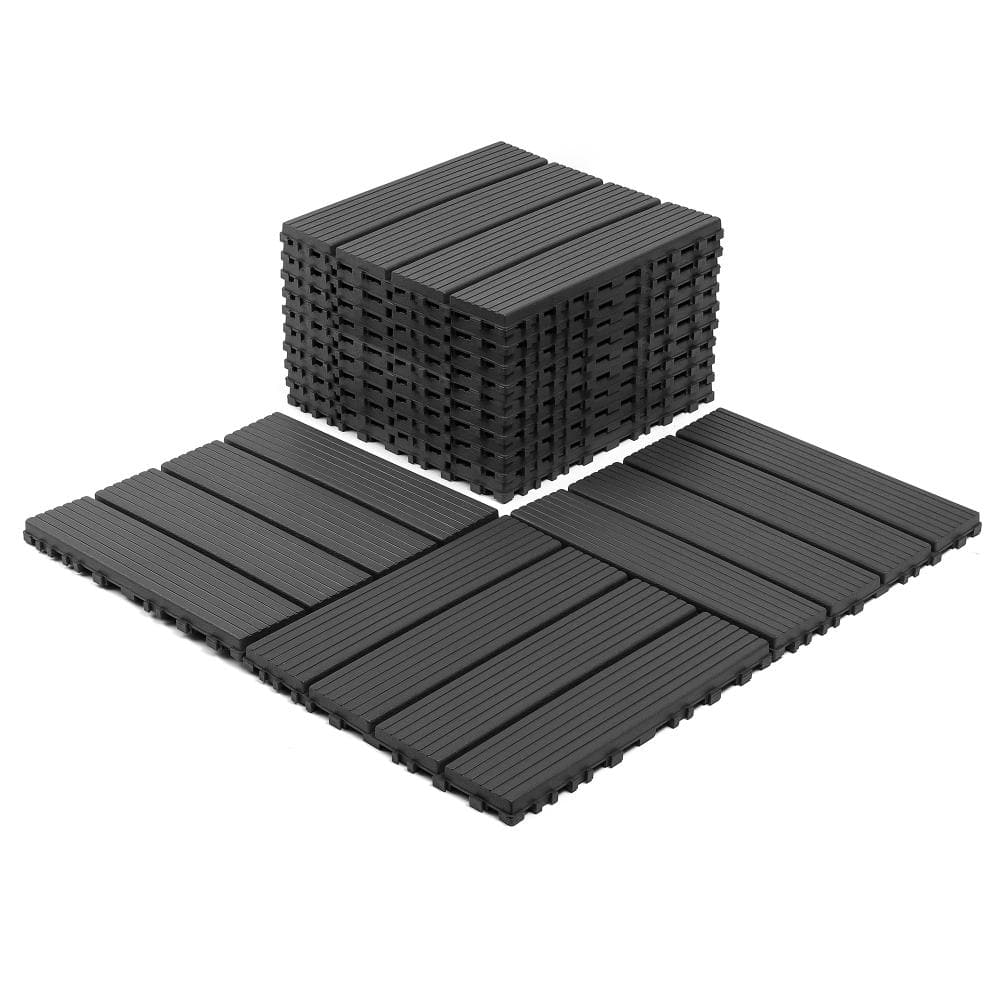 12 in. Square Gray Plastic All Weather Drainable Snap Together Interlocking Deck Tiles, Pack of 44 Tiles price history on PriceWatchPro
