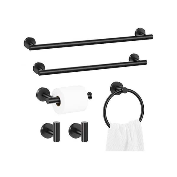 Lynzavix 6-Piece Bathroom Hardware Set with Towel Bars Towel Ring ...