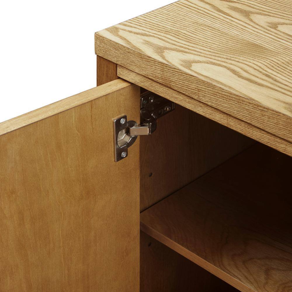 Natural Wood 2-Door Accent Cabinet with Adjustable Shelves