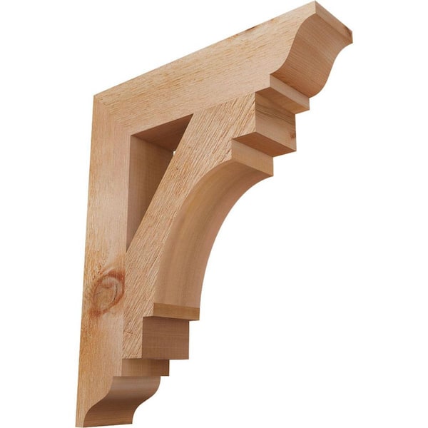 Ekena Millwork 4 in. x 22 in. x 18 in. Western Red Cedar Merced Traditional Rough Sawn Bracket