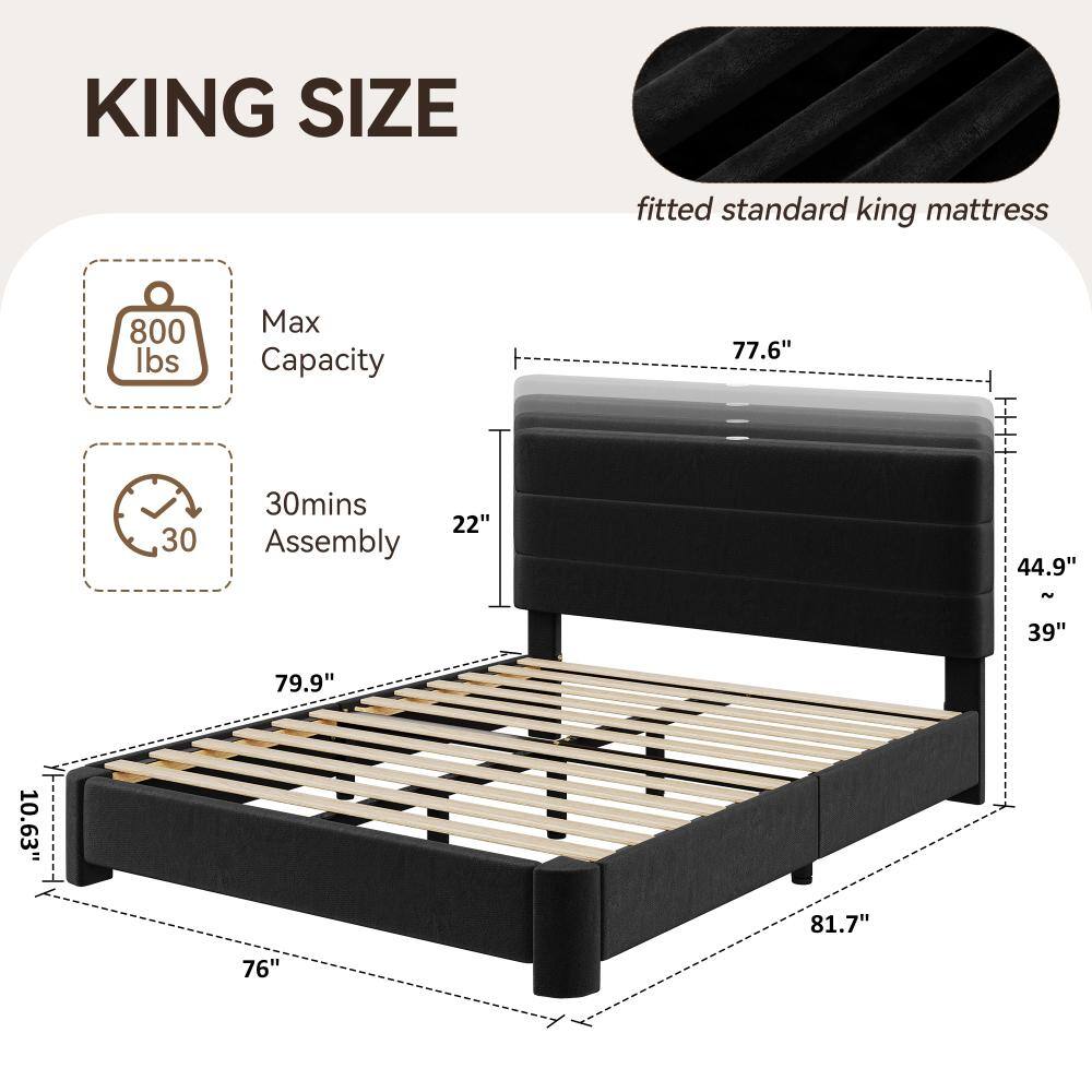 King size bed dimensions and capacity specifications.