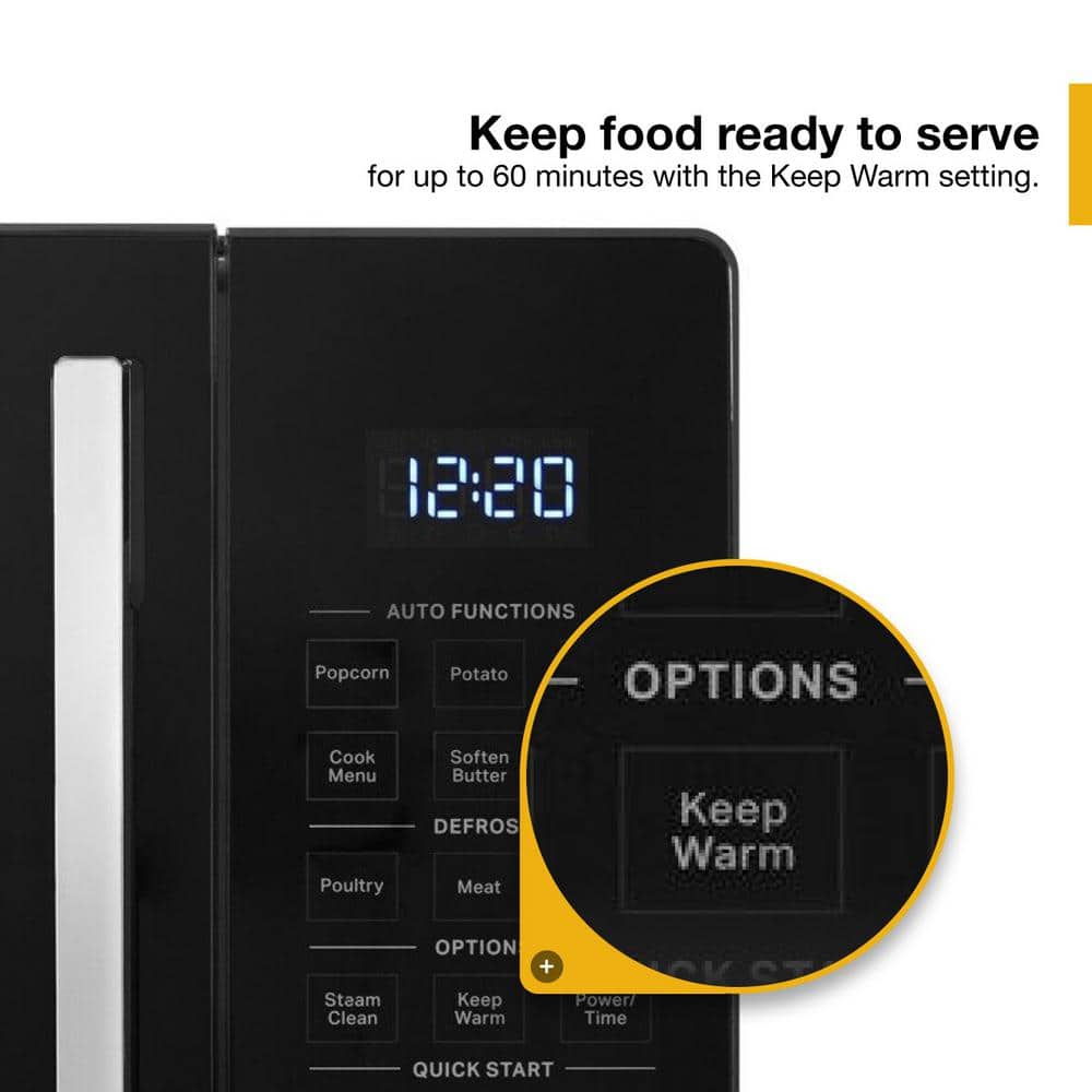 Black 19-Inch Compact Countertop Microwave with LED Display