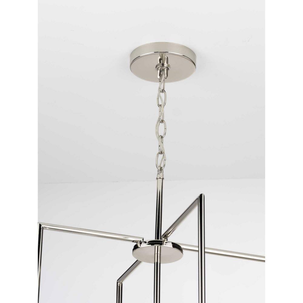 Elegant Replay 4-Light Foyer Pendant in Polished Nickel with Etched Glass