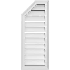 14 in. x 34 in. Octagonal Surface Mount PVC Gable Vent: Functional with Brickmould Frame